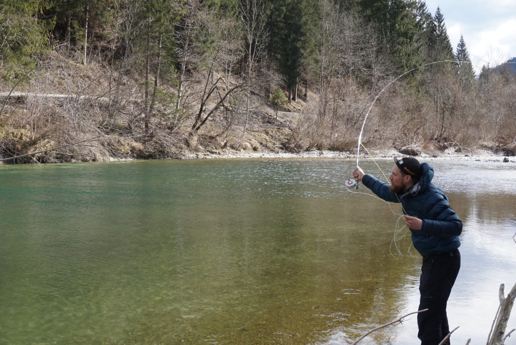 Taneli tests out his floating line