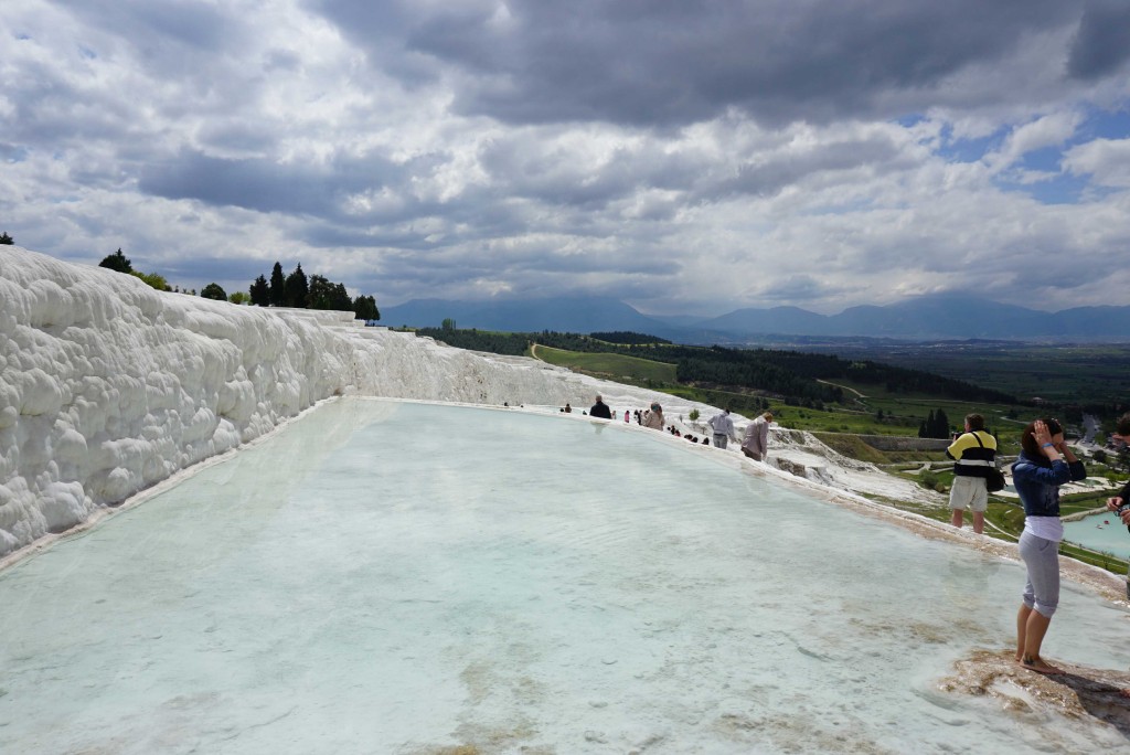 Travertine terraces with thermal pools at Pamukkale