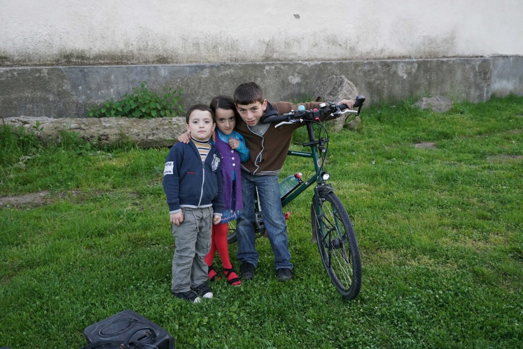 Village kids in Khulo. The lad holding my bike was a superstar!