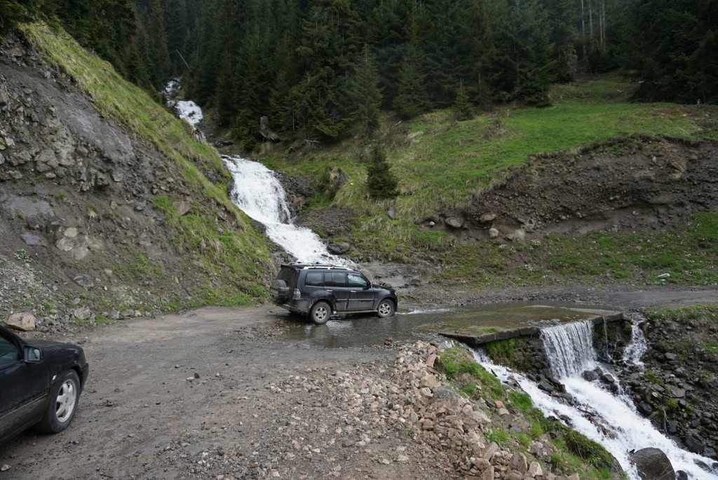 Third river fording - I misjudged the line on this one and put my foot down.