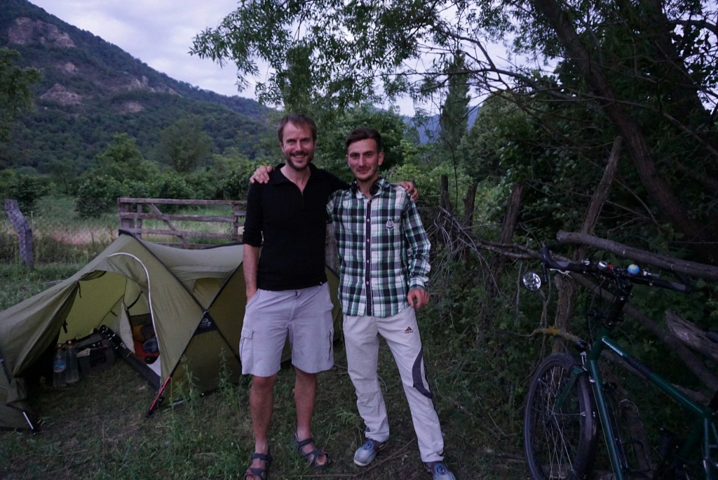 With Emin at my campsite,  at the bottom of his garden as it turned out.