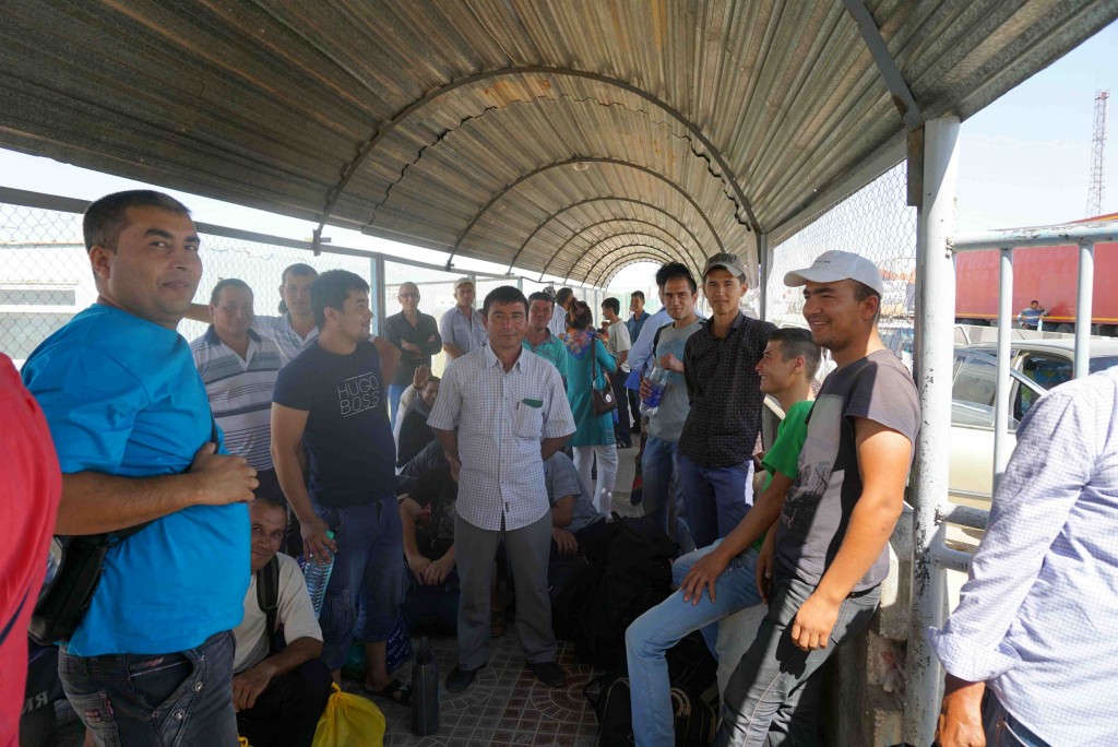 Waiting to enter Uzbekistan