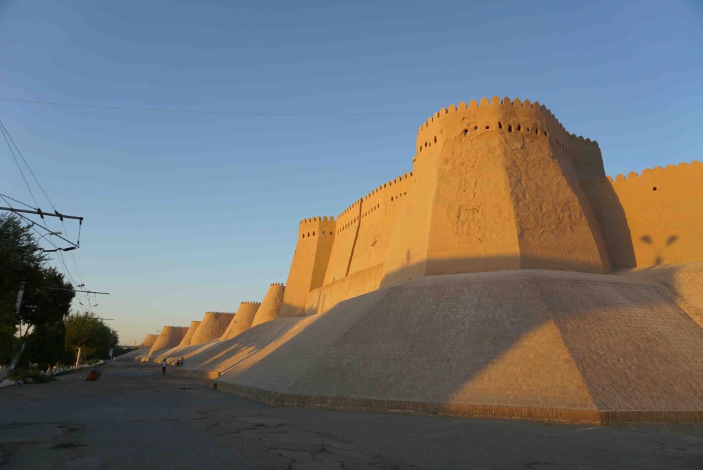 Walls of Khiva at sunset