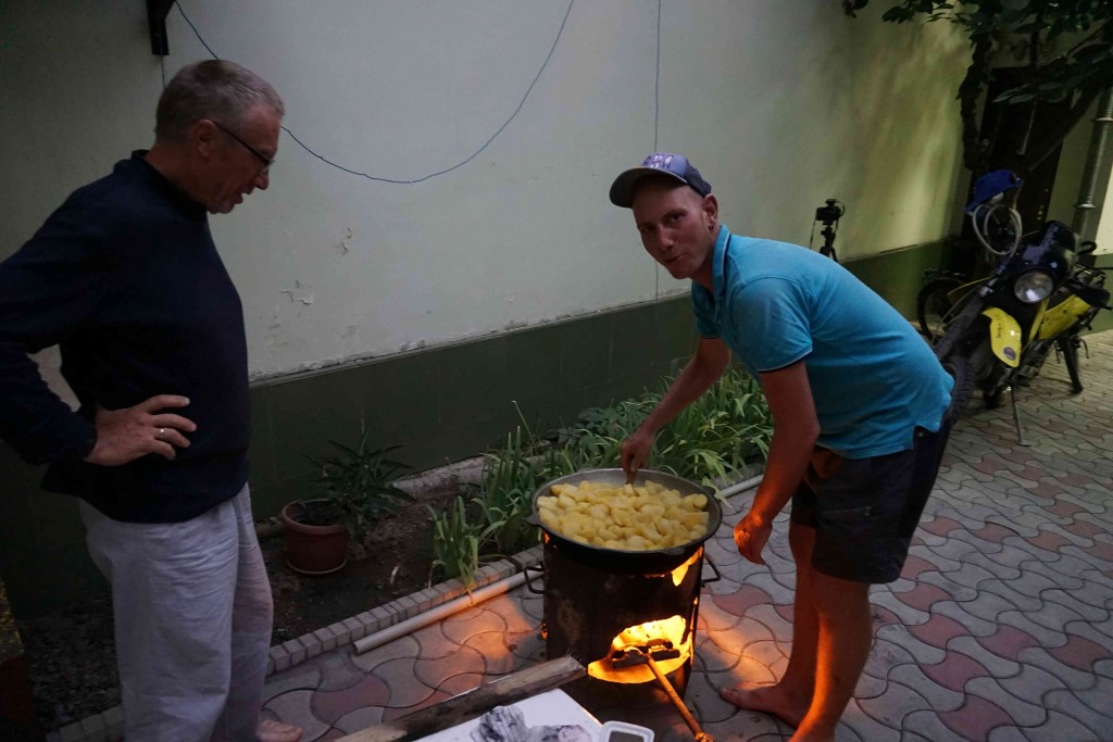 Chef Timo & sous chef Alain cooking up a storm in Dushanbe