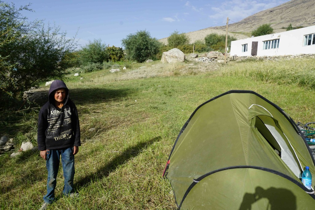 WIth Somon, who arranged for me to camp in his garden with views across the valley to the Hindu Kush. Above Langar.