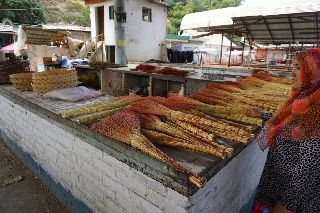 Brooms for sale in the bazaar, Osh