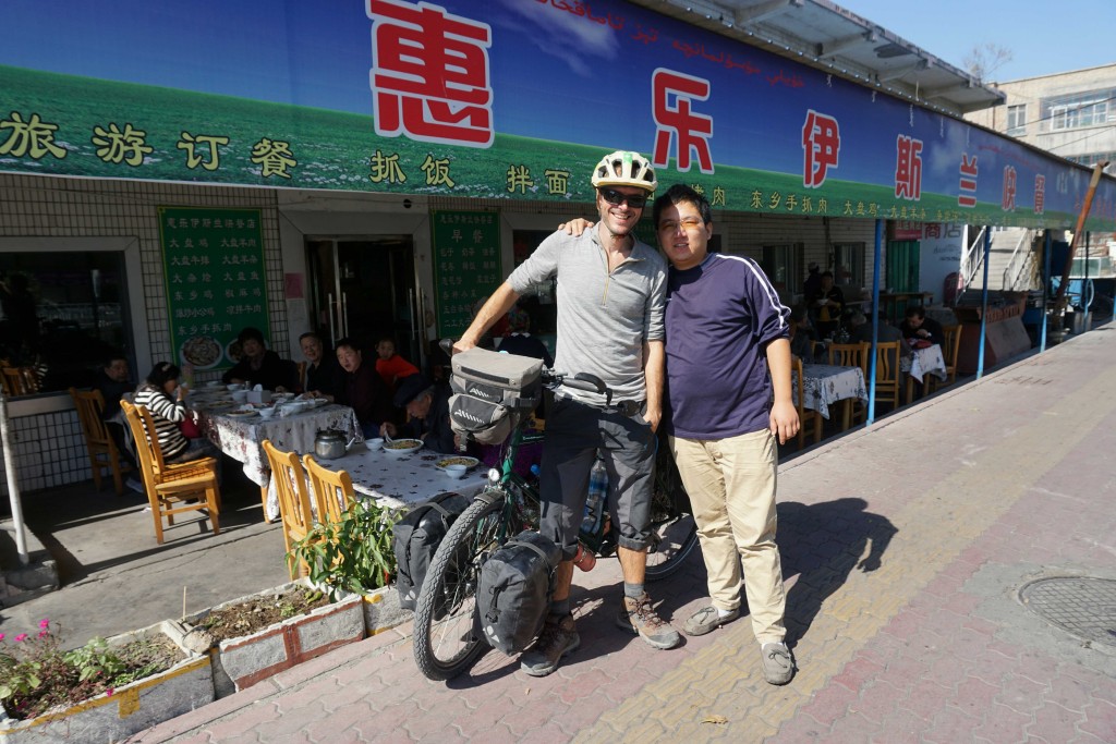 With proud restrateur in Jinghe, Xinjiang