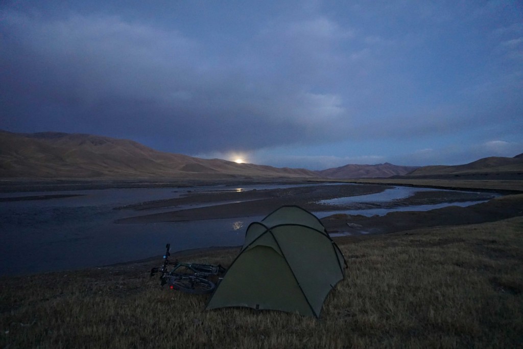 Full moon rising over my camp after Yuge, Qinghai