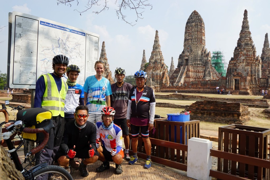 With Joe and passing cyclists near Ayuthaya, Thailand