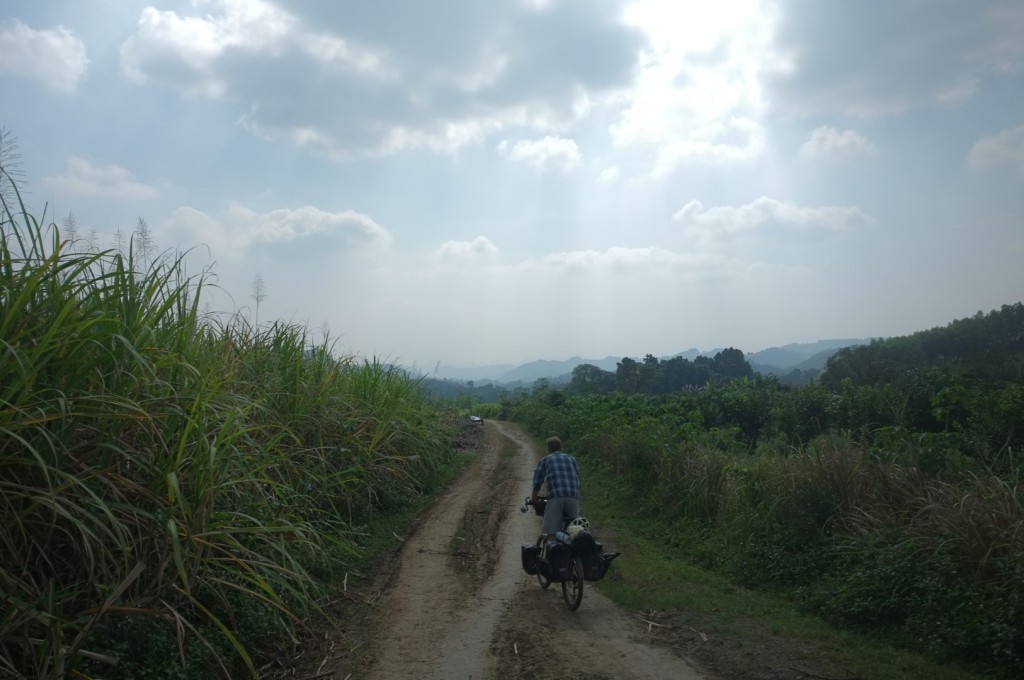 Riding through plantations on the road to the hills, Vietnam. Photo credit: T. Roininen
