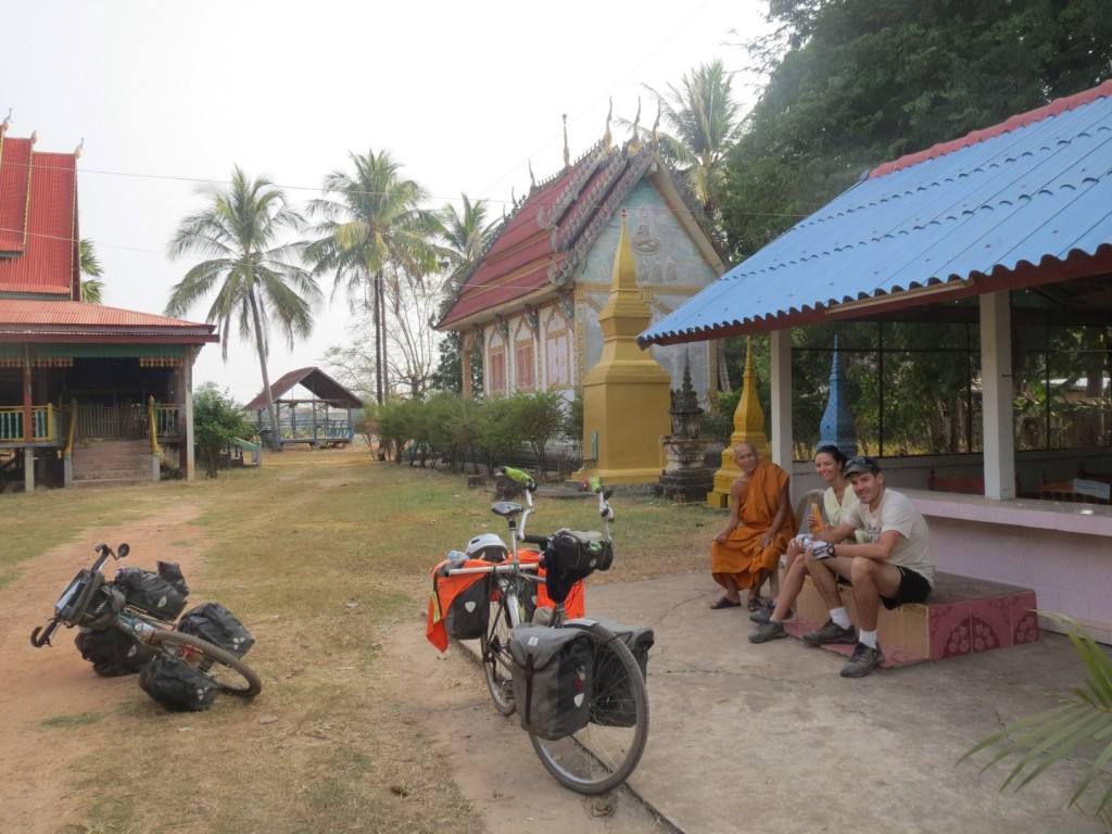 With Louis, Natalie and the head monk at the temple we slept in, near Savannakhet, Laos.