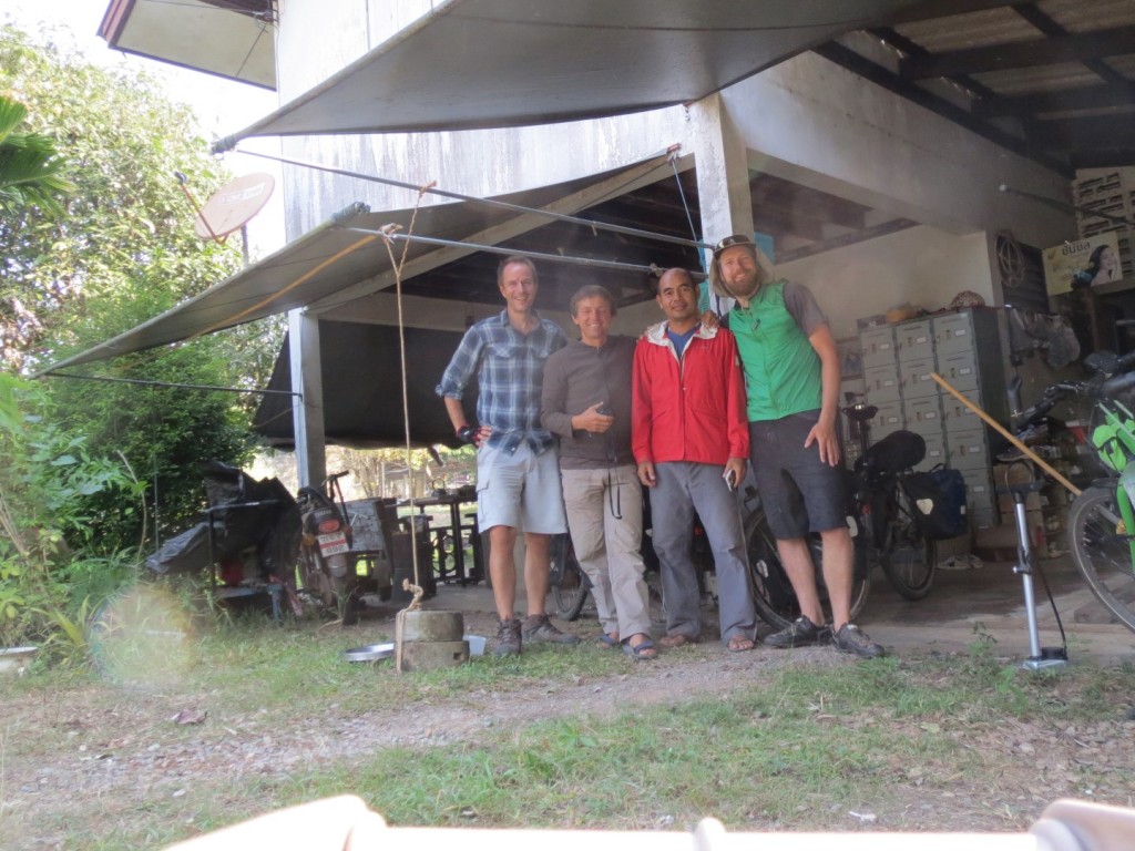 With Taneli, host Poei and German cyclist Thomas, in Chantaburi, Thailand