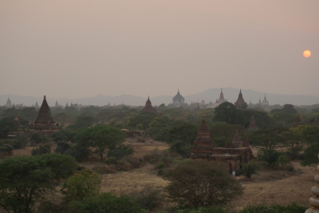 The temples of Bagan at dusk